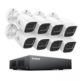 8 Channel 5MP Wired Security Camera System - Hybrid DVR, 8pcs 2MP Bullet Cameras, Outdoor & Indoor, Smart Motion Detection, Remote Access